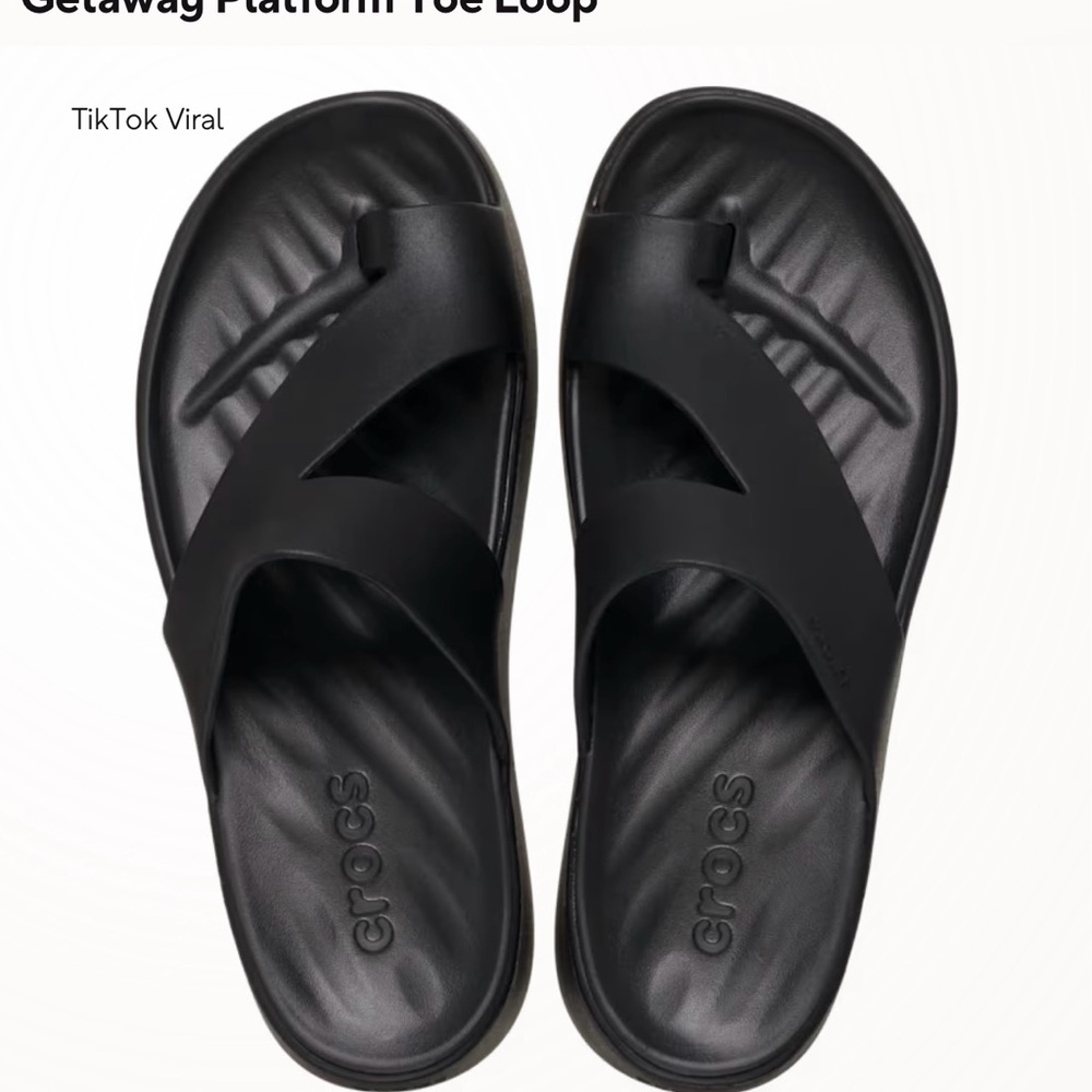 Crocs Black Platform Toe Loop Sandals - image 1